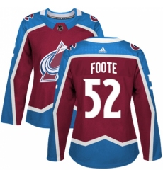 Women's Adidas Colorado Avalanche #52 Adam Foote Authentic Burgundy Red Home NHL Jersey