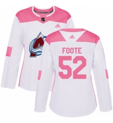 Women's Adidas Colorado Avalanche #52 Adam Foote Authentic White/Pink Fashion NHL Jersey
