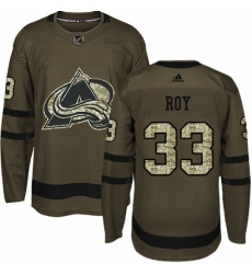 Men's Adidas Colorado Avalanche #33 Patrick Roy Authentic Green Salute to Service NHL Jersey