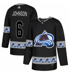 Men's Adidas Colorado Avalanche #6 Erik Johnson Authentic Black Team Logo Fashion NHL Jersey