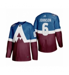 Men's Colorado Avalanche #6 Erik Johnson Authentic Burgundy Blue 2020 Stadium Series Hockey Jersey