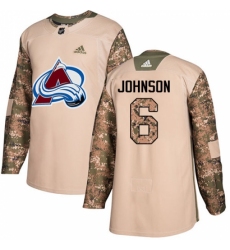 Youth Adidas Colorado Avalanche #6 Erik Johnson Authentic Camo Veterans Day Practice NHL Jersey