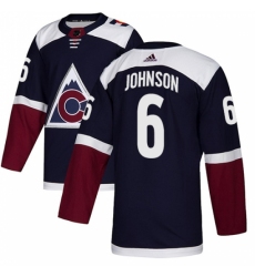 Youth Adidas Colorado Avalanche #6 Erik Johnson Authentic Navy Blue Alternate NHL Jersey