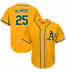 Men's Majestic Oakland Athletics #25 Mark McGwire Replica Gold Alternate 2 Cool Base MLB Jersey