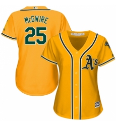 Women's Majestic Oakland Athletics #25 Mark McGwire Replica Gold Alternate 2 Cool Base MLB Jersey