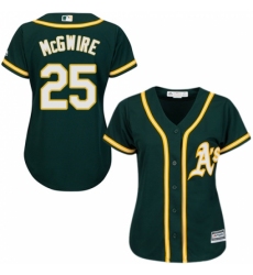 Women's Majestic Oakland Athletics #25 Mark McGwire Replica Green Alternate 1 Cool Base MLB Jersey