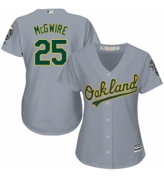 Women's Majestic Oakland Athletics #25 Mark McGwire Replica Grey Road Cool Base MLB Jersey