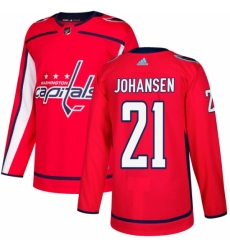 Men's Adidas Washington Capitals #21 Lucas Johansen Premier Red Home NHL Jersey