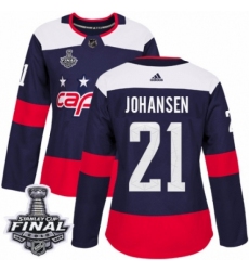 Women's Adidas Washington Capitals #21 Lucas Johansen Authentic Navy Blue 2018 Stadium Series 2018 Stanley Cup Final NHL Jersey