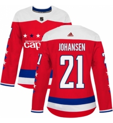 Women's Adidas Washington Capitals #21 Lucas Johansen Authentic Red Alternate NHL Jersey