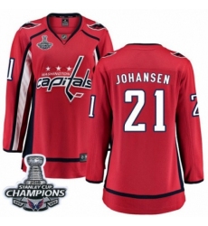 Women's Washington Capitals #21 Lucas Johansen Fanatics Branded Red Home Breakaway 2018 Stanley Cup Final Champions NHL Jersey