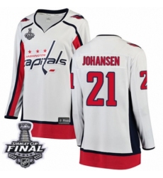 Women's Washington Capitals #21 Lucas Johansen Fanatics Branded White Away Breakaway 2018 Stanley Cup Final NHL Jersey