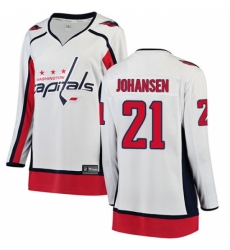 Women's Washington Capitals #21 Lucas Johansen Fanatics Branded White Away Breakaway NHL Jersey