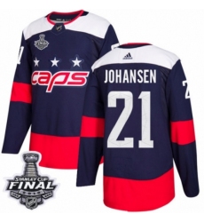 Youth Adidas Washington Capitals #21 Lucas Johansen Authentic Navy Blue 2018 Stadium Series 2018 Stanley Cup Final NHL Jersey