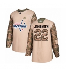 Youth Washington Capitals #22 Lucas Johansen Authentic Camo Veterans Day Practice Hockey Jersey