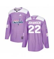 Youth Washington Capitals #22 Lucas Johansen Authentic Purple Fights Cancer Practice Hockey Jersey