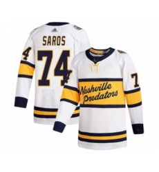 Men's Nashville Predators #74 Juuse Saros Authentic White 2020 Winter Classic Hockey Jersey