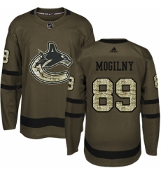 Men's Adidas Vancouver Canucks #89 Alexander Mogilny Authentic Green Salute to Service NHL Jersey