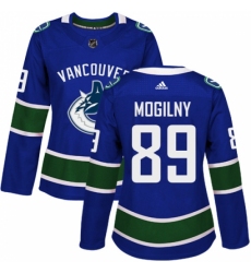 Women's Adidas Vancouver Canucks #89 Alexander Mogilny Authentic Blue Home NHL Jersey