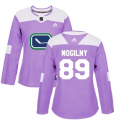 Women's Adidas Vancouver Canucks #89 Alexander Mogilny Authentic Purple Fights Cancer Practice NHL Jersey