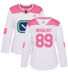 Women's Adidas Vancouver Canucks #89 Alexander Mogilny Authentic White/Pink Fashion NHL Jersey