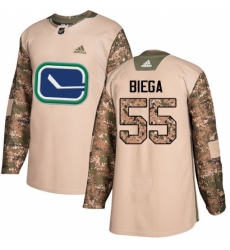 Men's Adidas Vancouver Canucks #55 Alex Biega Authentic Camo Veterans Day Practice NHL Jersey