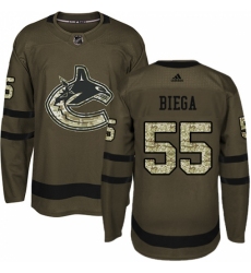 Youth Adidas Vancouver Canucks #55 Alex Biega Authentic Green Salute to Service NHL Jersey