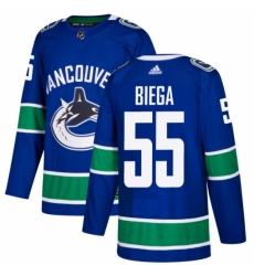 Youth Adidas Vancouver Canucks #55 Alex Biega Premier Blue Home NHL Jersey