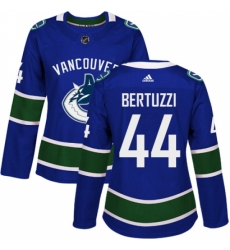 Women's Adidas Vancouver Canucks #44 Todd Bertuzzi Authentic Blue Home NHL Jersey