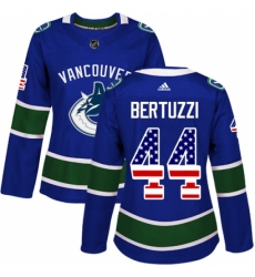 Women's Adidas Vancouver Canucks #44 Todd Bertuzzi Authentic Blue USA Flag Fashion NHL Jersey