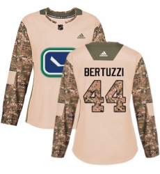 Women's Adidas Vancouver Canucks #44 Todd Bertuzzi Authentic Camo Veterans Day Practice NHL Jersey