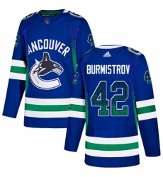 Men's Adidas Vancouver Canucks #42 Alex Burmistrov Authentic Blue Drift Fashion NHL Jersey