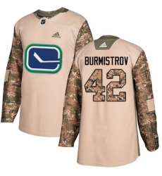 Men's Adidas Vancouver Canucks #42 Alex Burmistrov Authentic Camo Veterans Day Practice NHL Jersey