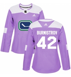 Women's Adidas Vancouver Canucks #42 Alex Burmistrov Authentic Purple Fights Cancer Practice NHL Jersey