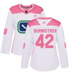 Women's Adidas Vancouver Canucks #42 Alex Burmistrov Authentic White/Pink Fashion NHL Jersey