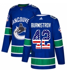 Youth Adidas Vancouver Canucks #42 Alex Burmistrov Authentic Blue USA Flag Fashion NHL Jersey