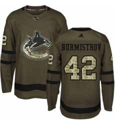 Youth Adidas Vancouver Canucks #42 Alex Burmistrov Authentic Green Salute to Service NHL Jersey