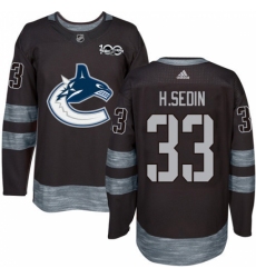 Men's Adidas Vancouver Canucks #33 Henrik Sedin Authentic Black 1917-2017 100th Anniversary NHL Jersey