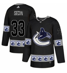 Men's Adidas Vancouver Canucks #33 Henrik Sedin Authentic Black Team Logo Fashion NHL Jersey