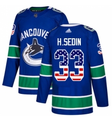 Men's Adidas Vancouver Canucks #33 Henrik Sedin Authentic Blue USA Flag Fashion NHL Jersey