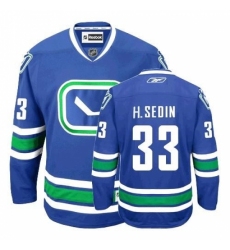 Men's Reebok Vancouver Canucks #33 Henrik Sedin Authentic Royal Blue Third NHL Jersey