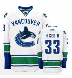 Men's Reebok Vancouver Canucks #33 Henrik Sedin Authentic White Away NHL Jersey