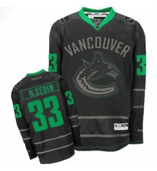 Men's Reebok Vancouver Canucks #33 Henrik Sedin Premier Black Ice NHL Jersey