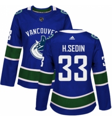 Women's Adidas Vancouver Canucks #33 Henrik Sedin Authentic Blue Home NHL Jersey