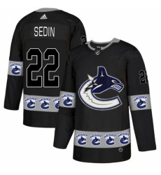 Men's Adidas Vancouver Canucks #22 Daniel Sedin Authentic Black Team Logo Fashion NHL Jersey