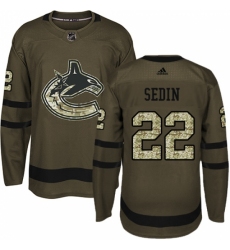 Men's Adidas Vancouver Canucks #22 Daniel Sedin Authentic Green Salute to Service NHL Jersey