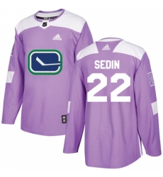 Men's Adidas Vancouver Canucks #22 Daniel Sedin Authentic Purple Fights Cancer Practice NHL Jersey