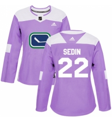 Women's Adidas Vancouver Canucks #22 Daniel Sedin Authentic Purple Fights Cancer Practice NHL Jersey