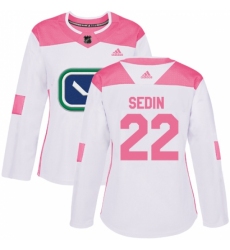 Women's Adidas Vancouver Canucks #22 Daniel Sedin Authentic White/Pink Fashion NHL Jersey