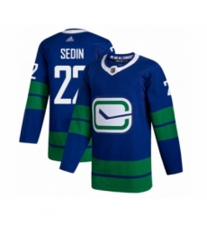 Youth Vancouver Canucks #22 Daniel Sedin Authentic Royal Blue Alternate Hockey Jersey